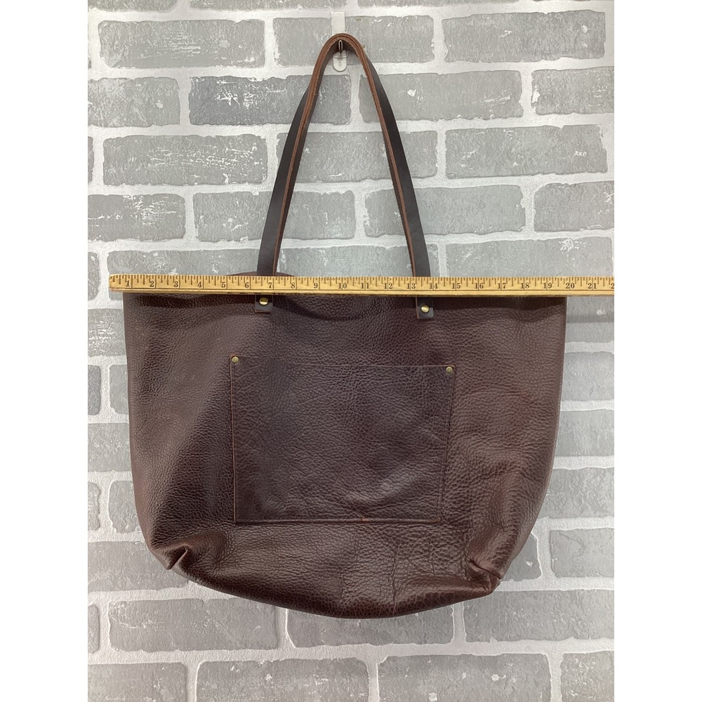 Portland Leather Goods Oversized Tote Bag Dark Brown Pebbled Leather Handmade - Picture 2 of 6